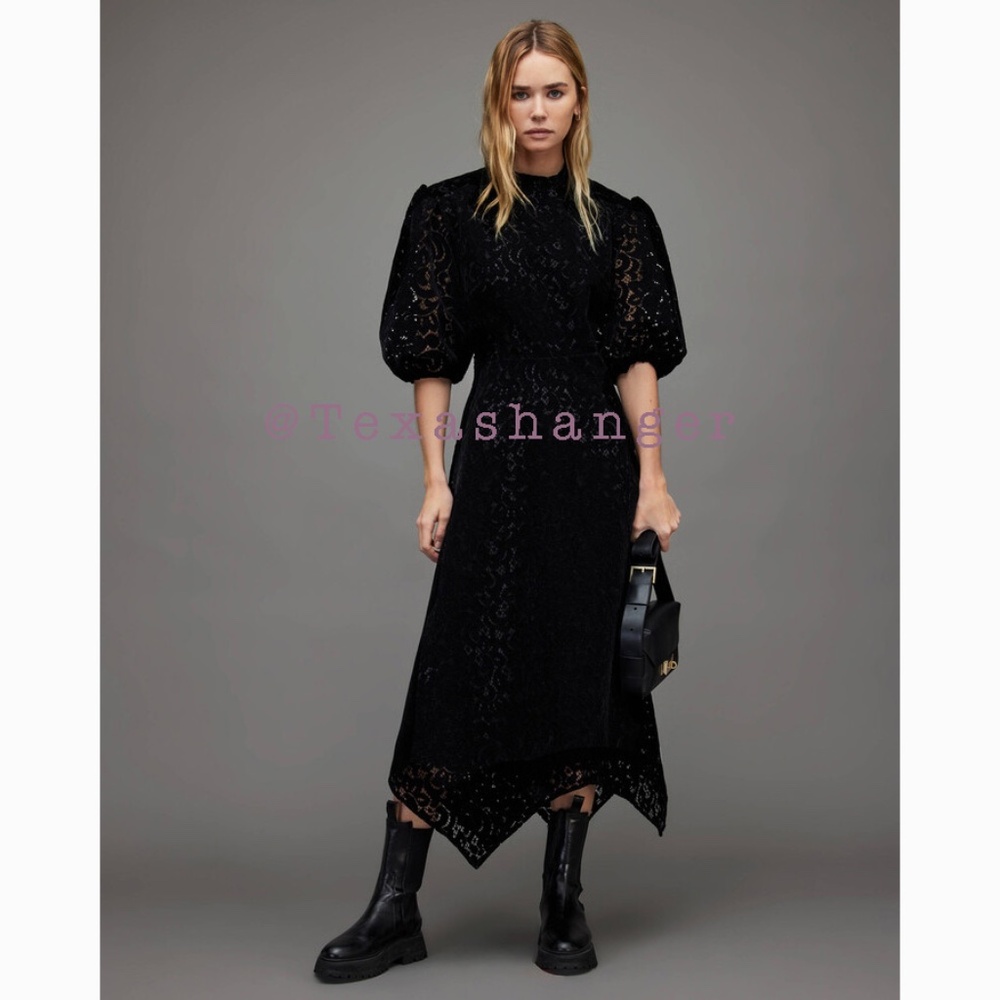 NWT ALLSAINTS Camila Lace Midi Dress US 00